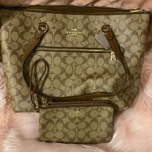 Coach brown purse and matching wallet